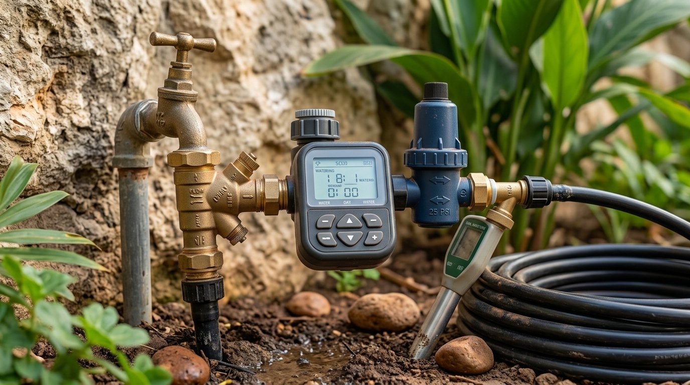 DIY drip irrigation setup home garden