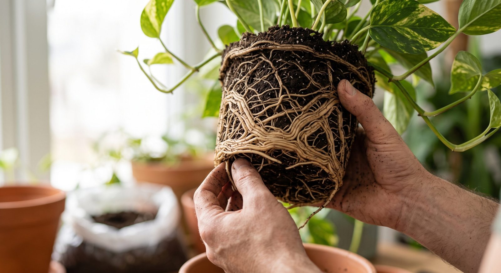 houseplant repotting step by step