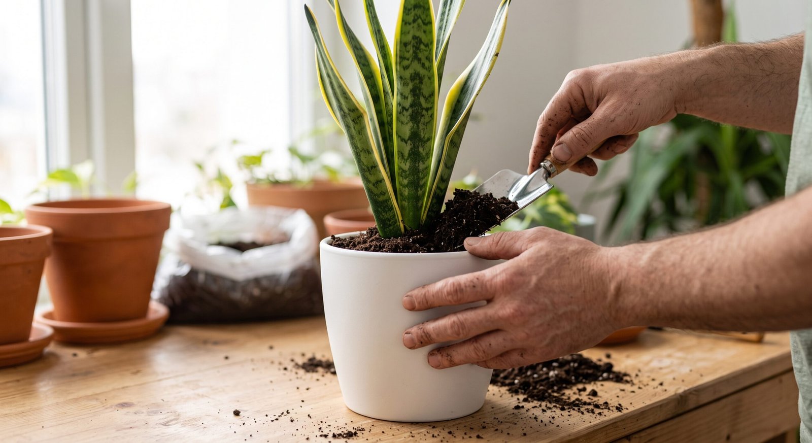 houseplant repotting step by step